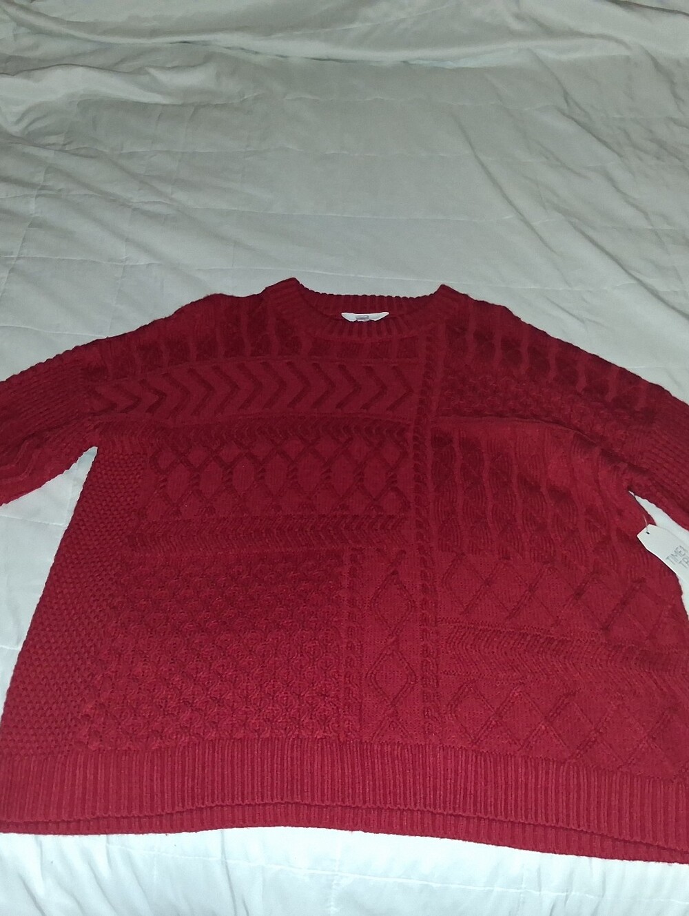 Time and Tru Mixed Stitched Sweater - Red Balloon - XXL (20)